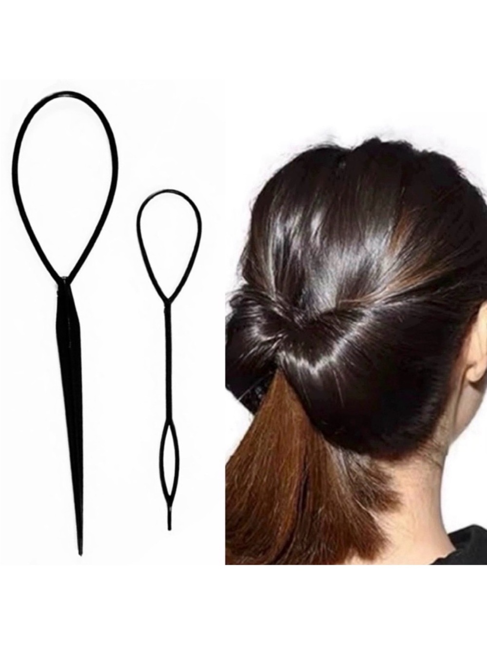 💞 New Set of 2 Black Topsy Tail Style Hair Styling Loop Tools
